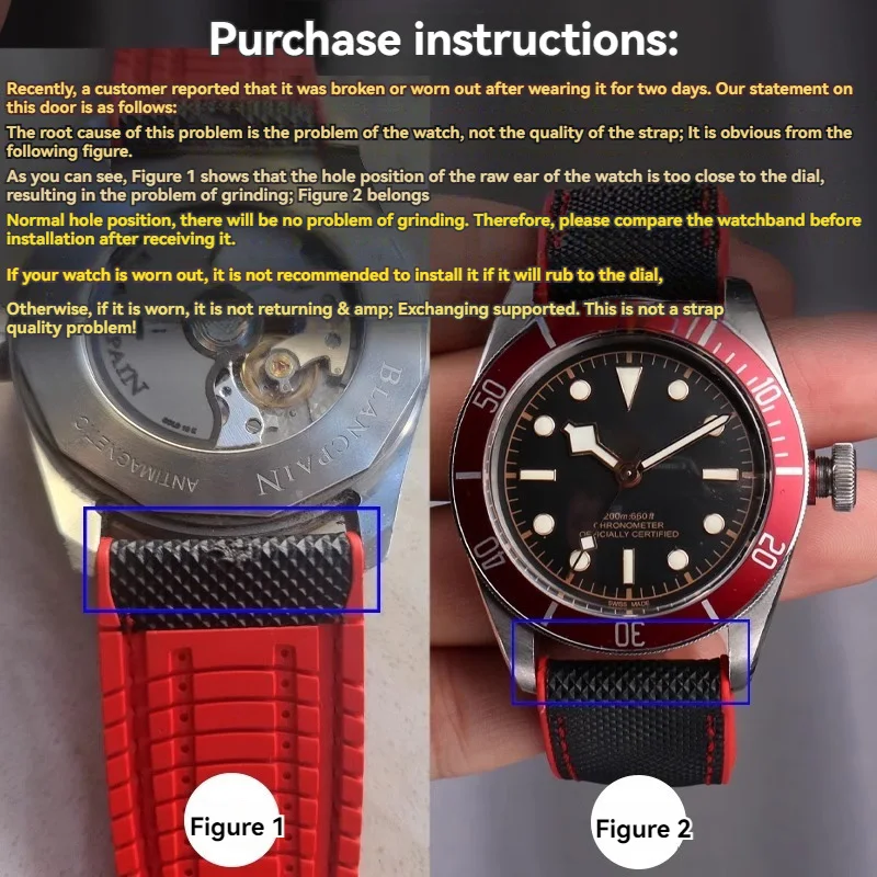 Universal Waterproof Rubber Watch Strap - Unisex, 19-24mm Adjustable Bracelet Wristband