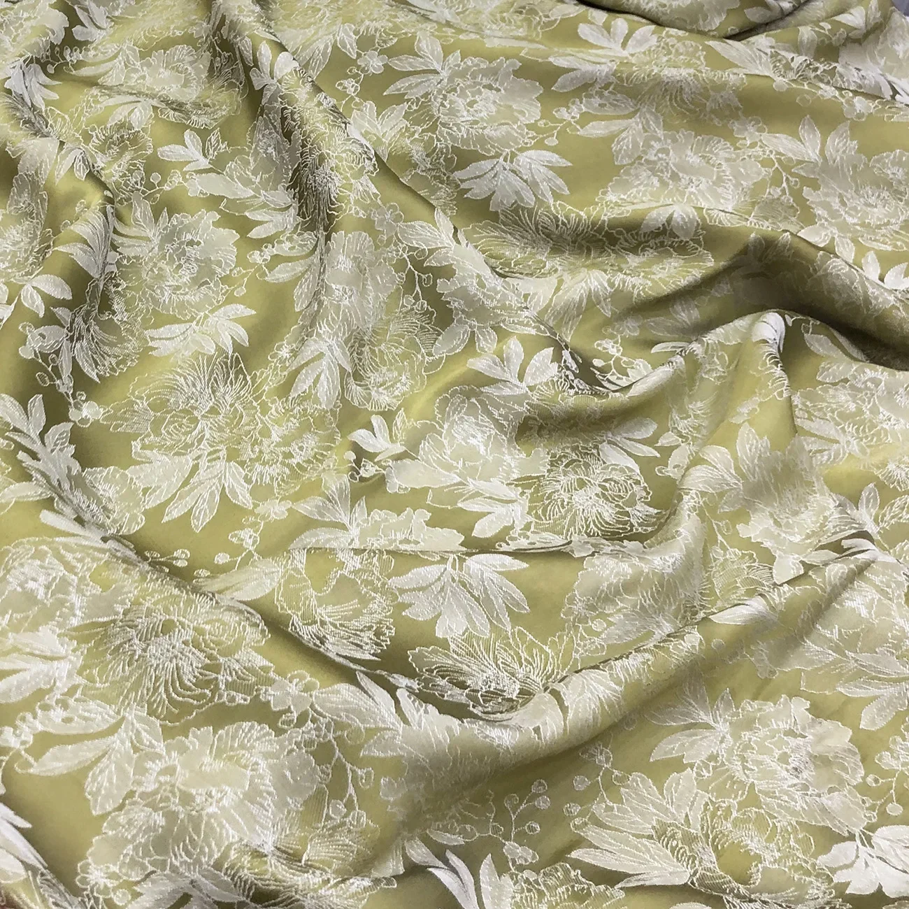 Two-color Embossed Peony Pattern Jacquard Fabric Per Meter for Skirts Pajamas Sewing Printed Skin Friendly Hanfu Cloth Thin Soft 6