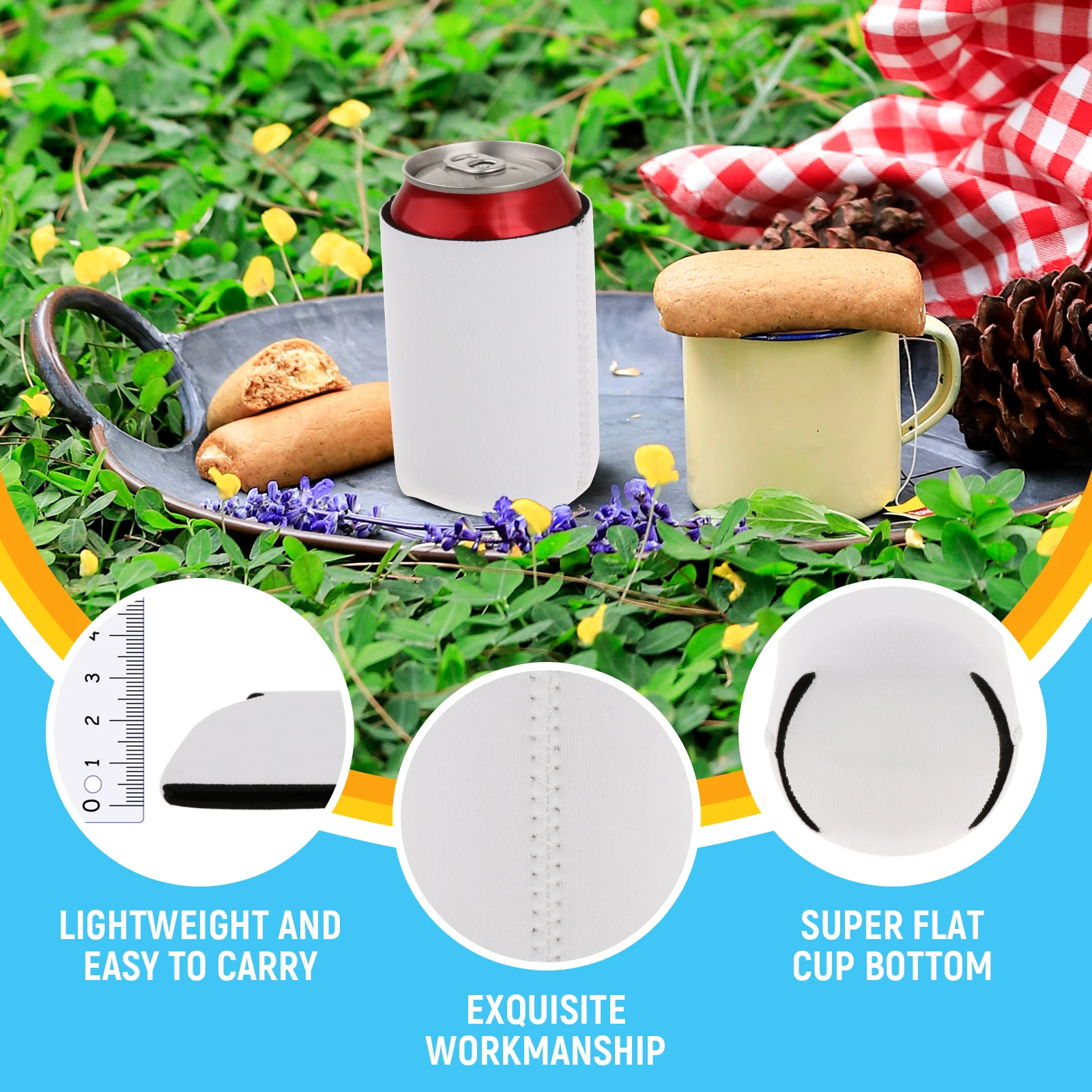 Lightweight Can Coolers Sleeves Soft Insulated Reusable for Water Bottles Hot Cold Drink Soda Cans Cooling Covers Supply 10pcs