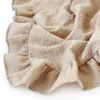 Crinkle Cotton Swaddle Blanket Baby Muslin Blanket  Ruffle Gauze Baby Blankets Newborn Essentials Plain Color Swaddle Wrap 5