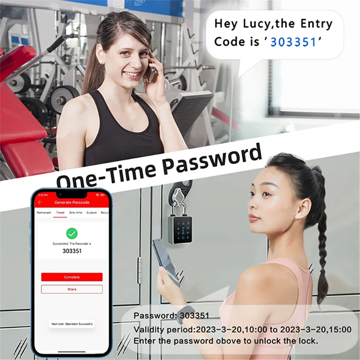 Y31A TTLock Password Bluetooth Padlock Touch Screen RFID IC Card Key Home Security Waterproof Cabinet Electronic Padlock