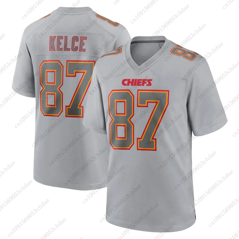 Chiefs Travis Kelce Mens Rugby Jersey #87 Breathable Quick-dry Outdoor Football Uniform For Adult&Kids