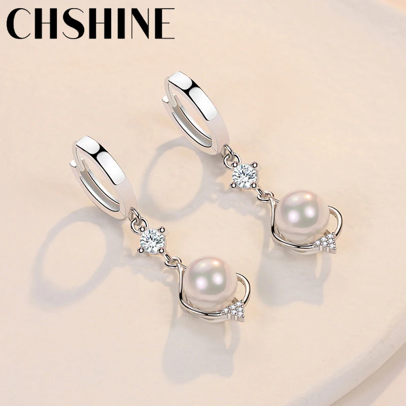 CHSHINE 925 Sterling Silver Water Drop Natural Pearl Earrings for Women Wedding Gift Fashion Jewelry - Image 3
