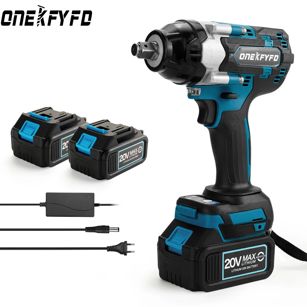 600N.M Brushless Electric Impact Wrench with Battery Rechargeable 1/2