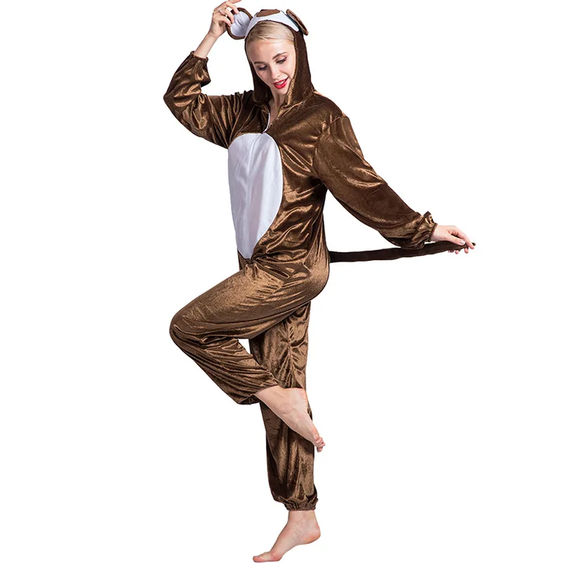 

Adults Monkey Animals Theme Party Dress Up Outfit Halloween Cosplay Costumes Carnival Role Playing Suit Jumpsuit