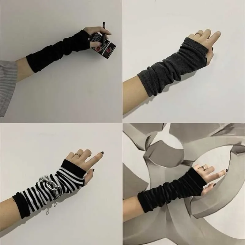 Fingerless Gloves Hip Hop Long Men and Women Knitted Soft Skin Friendly Stretch Winter Arm Warmer