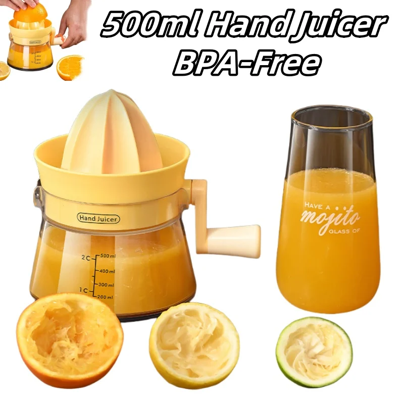 500ml 핸드 주서기 오렌지/레몬/자몽용 BPA 프리 수동 감귤류 프레스 식기 ..