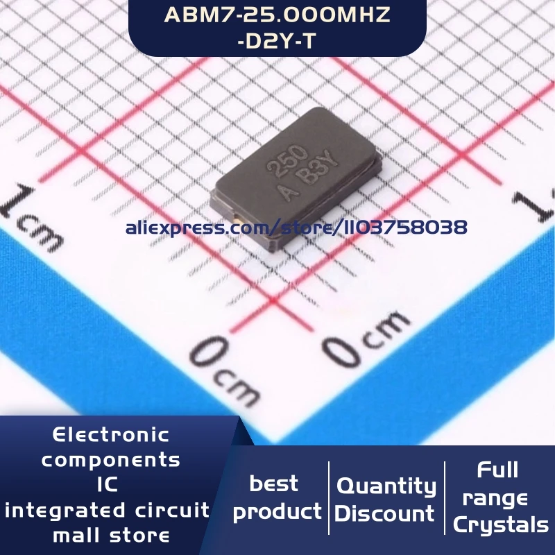 50개/몫 ABM7-25.000MHZ-D2Y-T 25MHz ±20ppm 18pF 6035 2P 수정 발진기 공진기 2-SMD 재고 있음