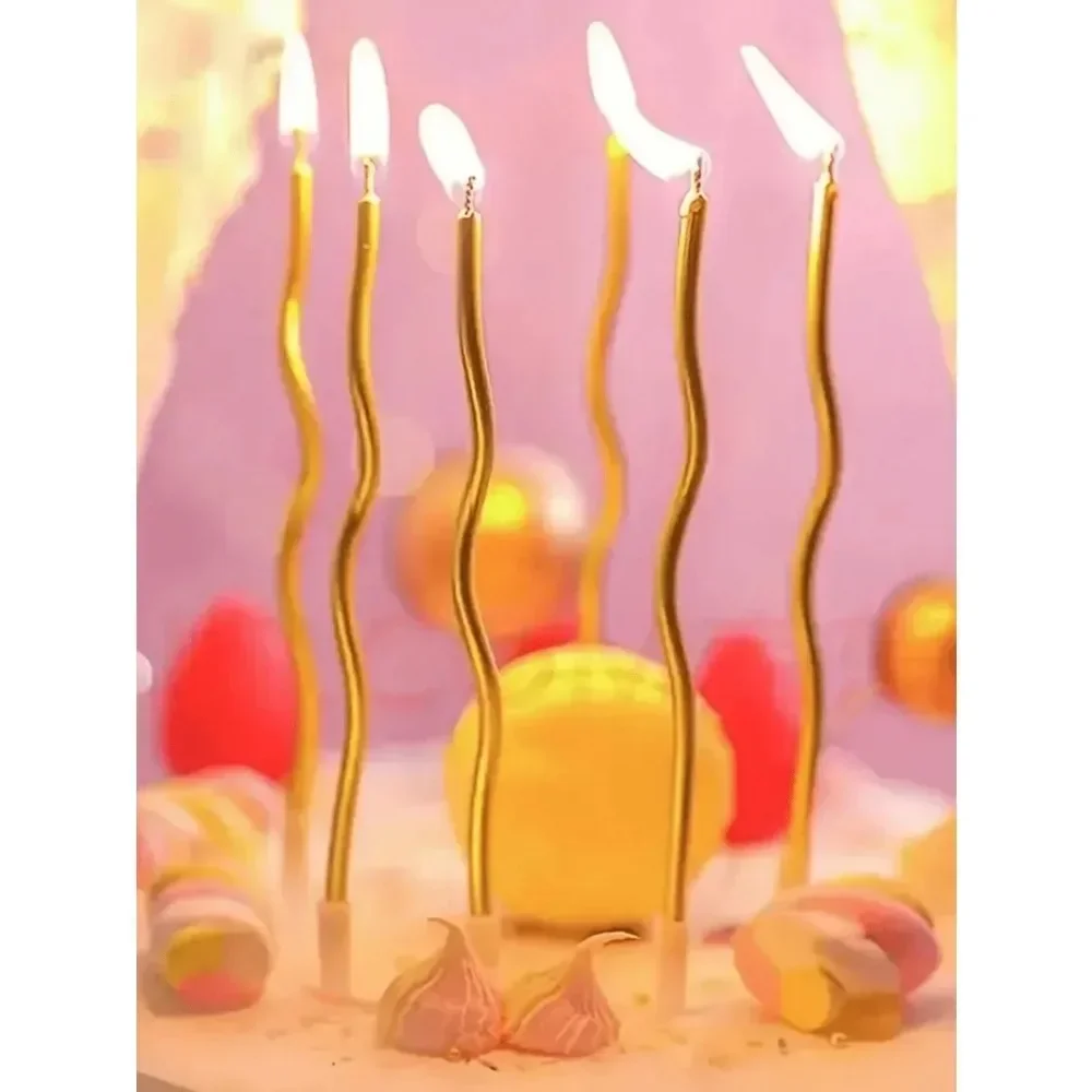 Birthday Candles Spiral Cake Candles Long Thin Cake For Wedding Party And Decoration 6pcs