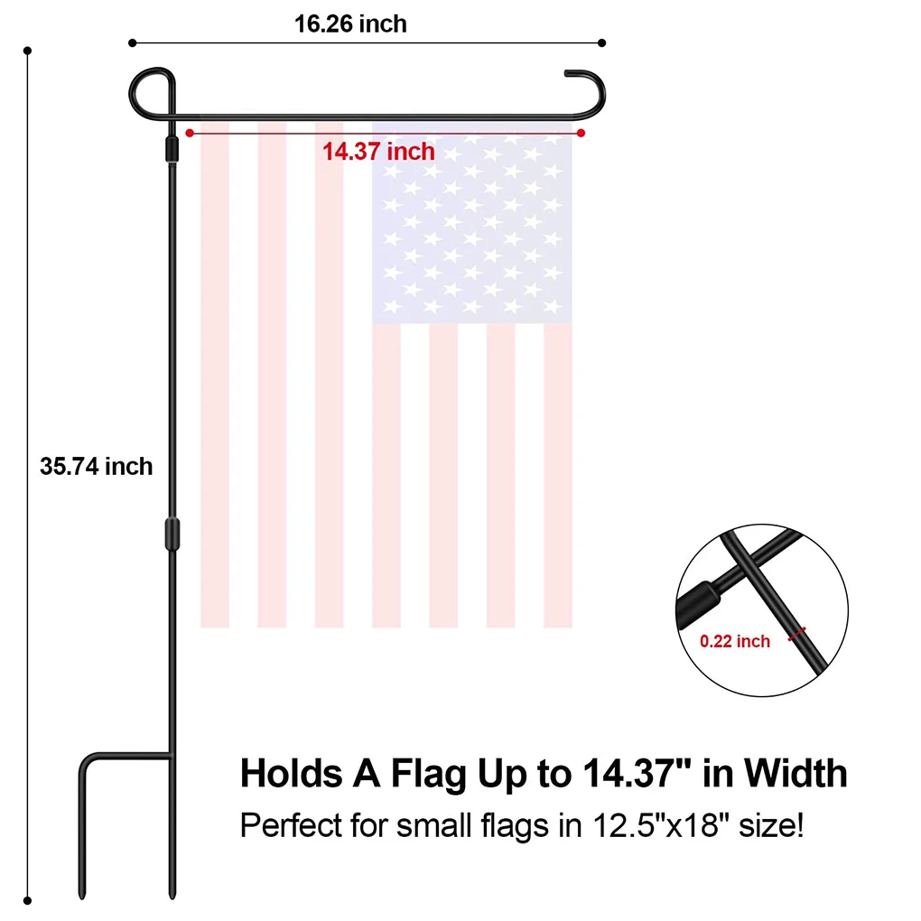 Garden Flag Stand Iron Home Yard Flag Holder Outdoor Lawn Banner Pole with Spring Stopper