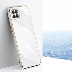 Elegant Silicone Plating Luxury Phone Case with Square Design for OPPO A73 2020 (6D White)