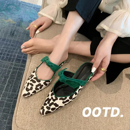 

Сандалии Baotou женские с большим бантом-бабочкой, босоножки с глубоким острым носком, тапочки с конским мехом, первый слой