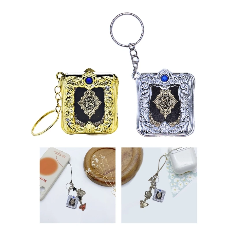 Beautifully Quran Book Ornaments With Random Gemstones Mini Keychains Pendants For Religious Pendants Collectors 37JD
