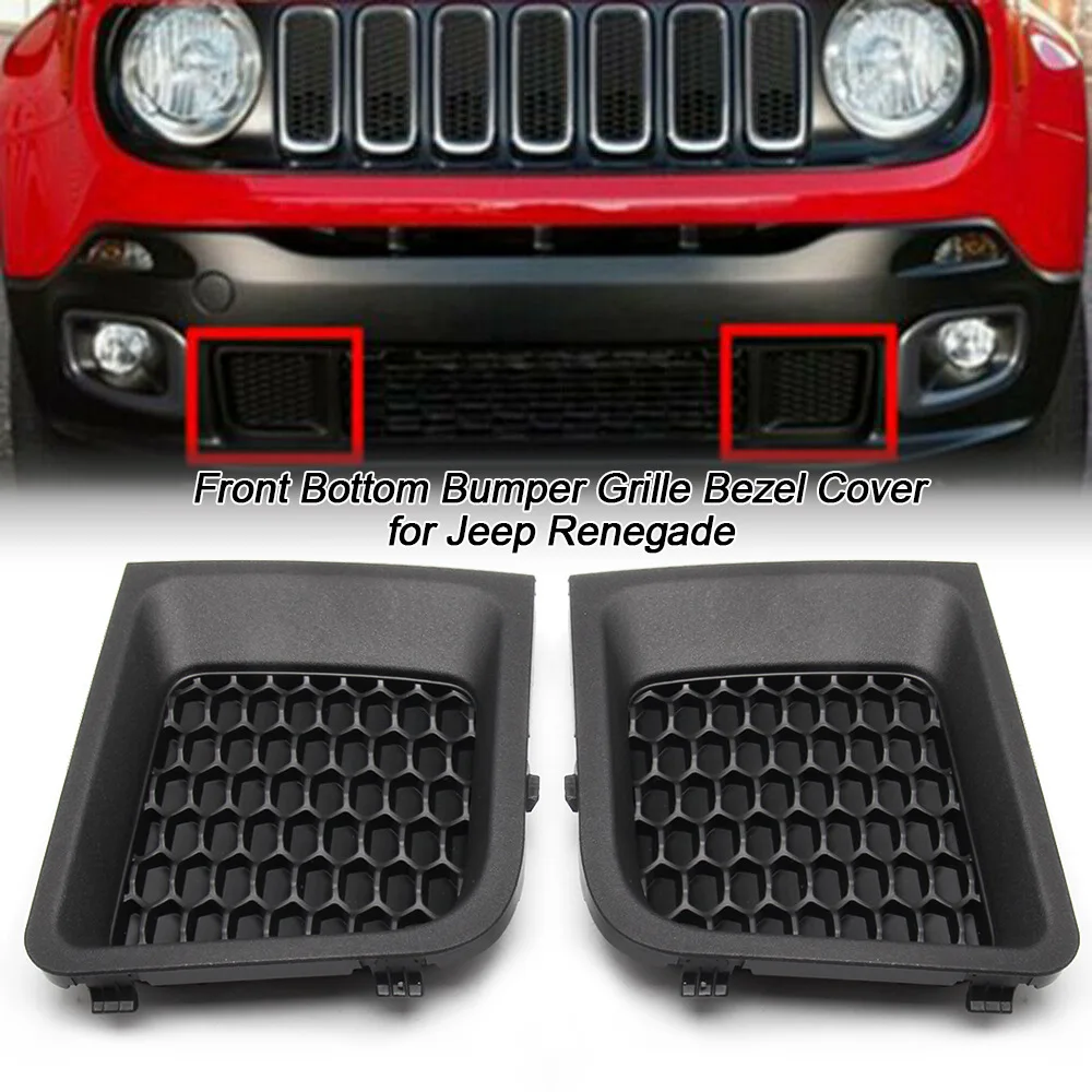 

Left & Right Front Bumper Lower Grille Bezel Cover For Jeep Renegade 2015-2017