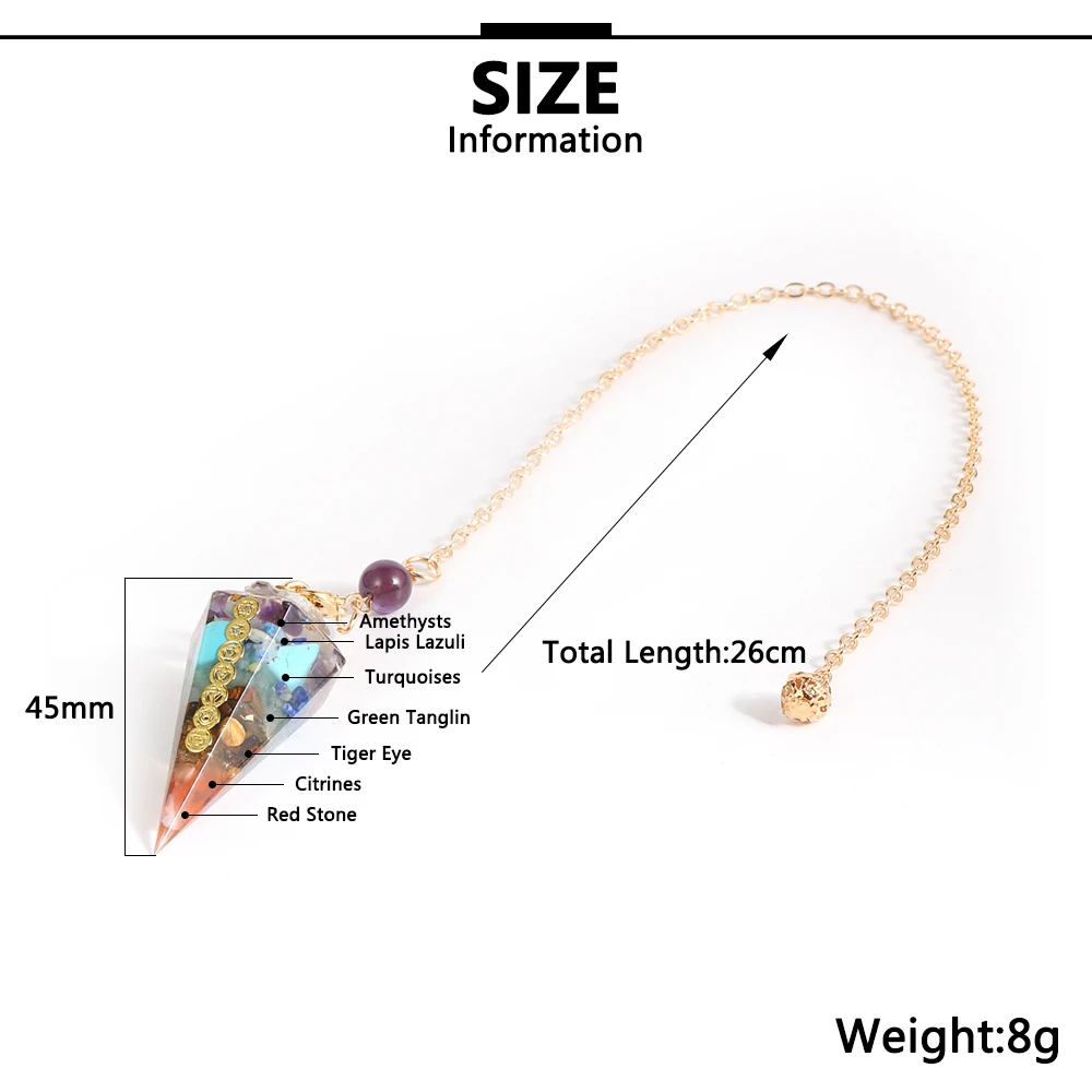 7 Chakra Hexagonal Orgone Multi Gemstone Pendulum Necklaces EMF Protection Amulet Semi-precious Stone Crafts Women Men Jewelry