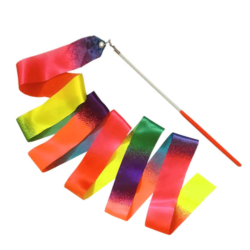 2m Gymnastics Colored Ribbons Gradient Colorful Gym Ribbons Metal Eyelet Rhythmic Gymnastics for Holiday Decorations