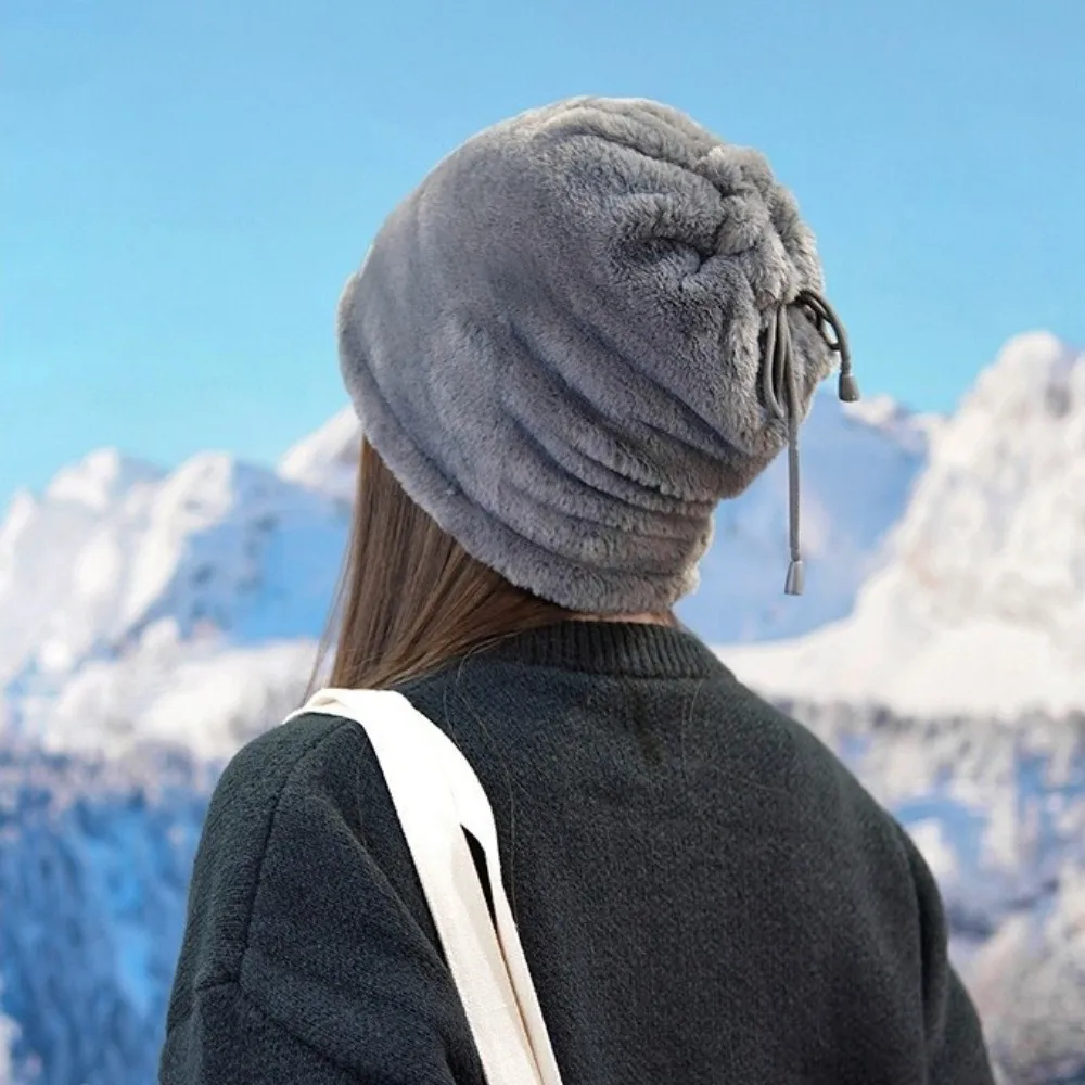 New Adjustable Warm Scarf Coral Fleece Coldproof Neck Cover Windproof Solid Color Neckerchief for Outdoor Cycling Skiing