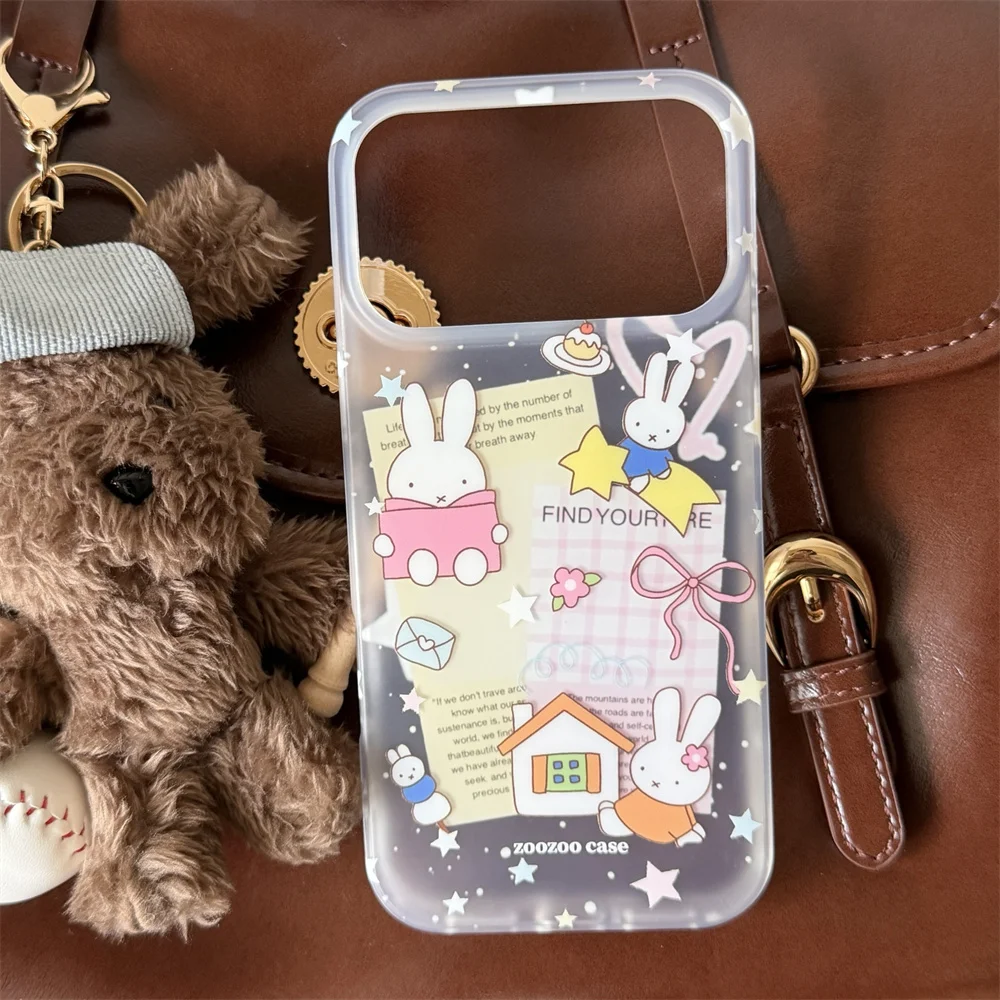Kawaii Bunny House Clean Phone Case - Cute Bow Silicone Stars Shockproof Cover