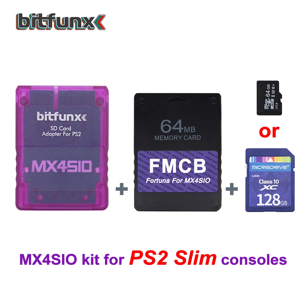 Mx4sio2sdカードアダプター,ps2プレイステーション2用,x4sio2sd,薄型コンソールカード