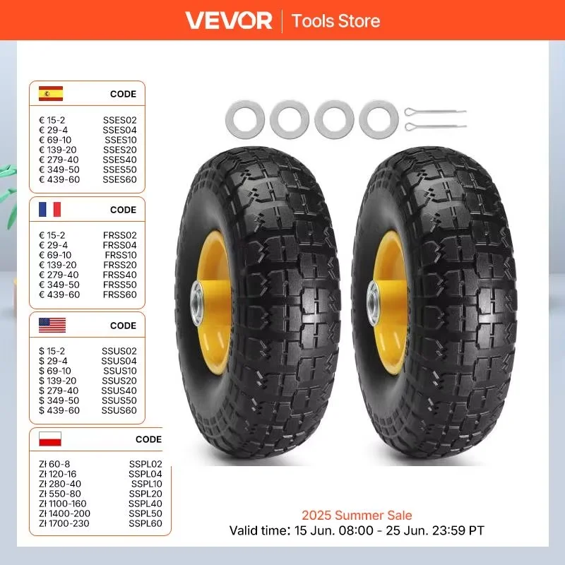 2 koła VEVOR 2-Pack Solid PU z EU za $21.79 / ~83zł