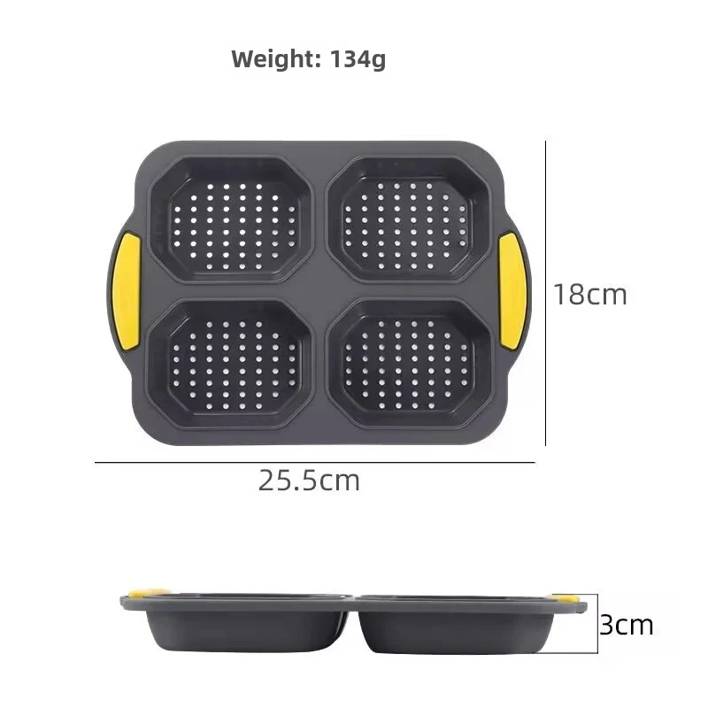 Kitchen Silicone Bread Molds Round Bun Mould Pastry Baking Tools Non Stick Bakeware Long Loaf Baguette Pan Eclair baking mould
