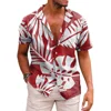 Hawaiian Fashionable Lapel Shirts For Men Summer Tropical Plant Printed Loose Short Sleeve Button-Down Beach Holiday Shirts 5XL 6