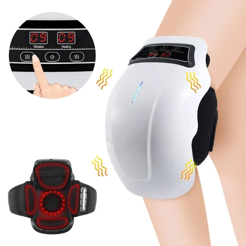 Electric Vibration Heated Knee Massager Infrared Heating Air Pressure Physiotherapy Instrument W/ Pads for Joint Arthritis Pain