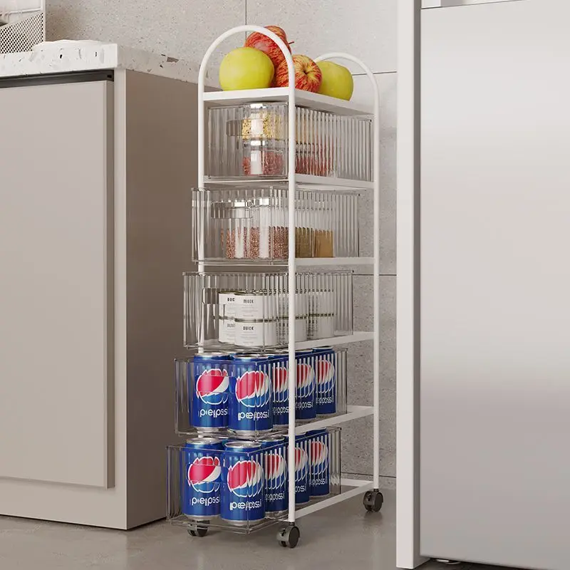 

Kitchen Storage Mobile Storage Rack Layered Drawer Storage Racks Narrow Seam Small Cart Rack Kitchen Furniture Islands Trolleys