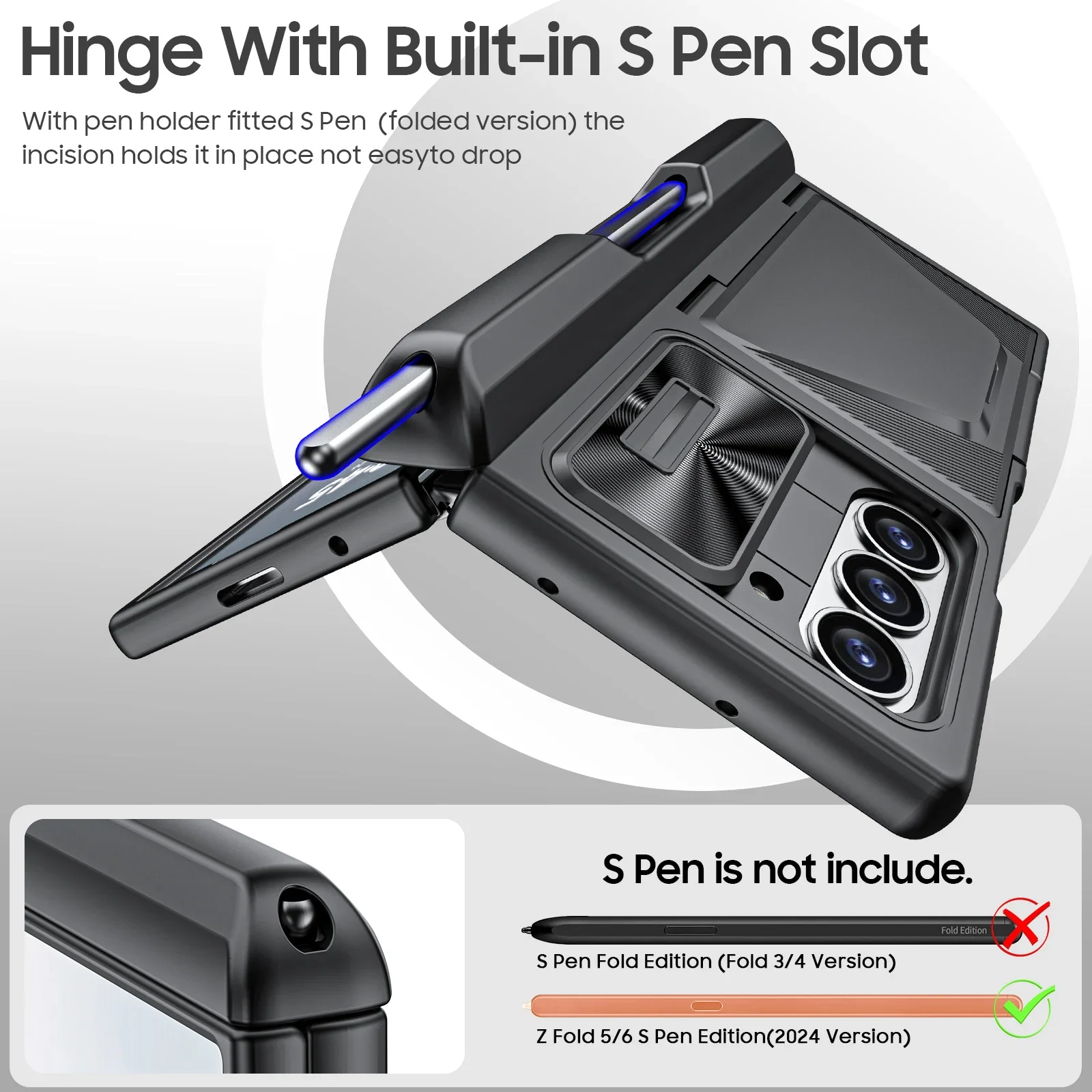 Mother's Day Gift: Shockproof Phone Case with Card Holder and Pen Slot, includes Full Coverage 9H Protective Film