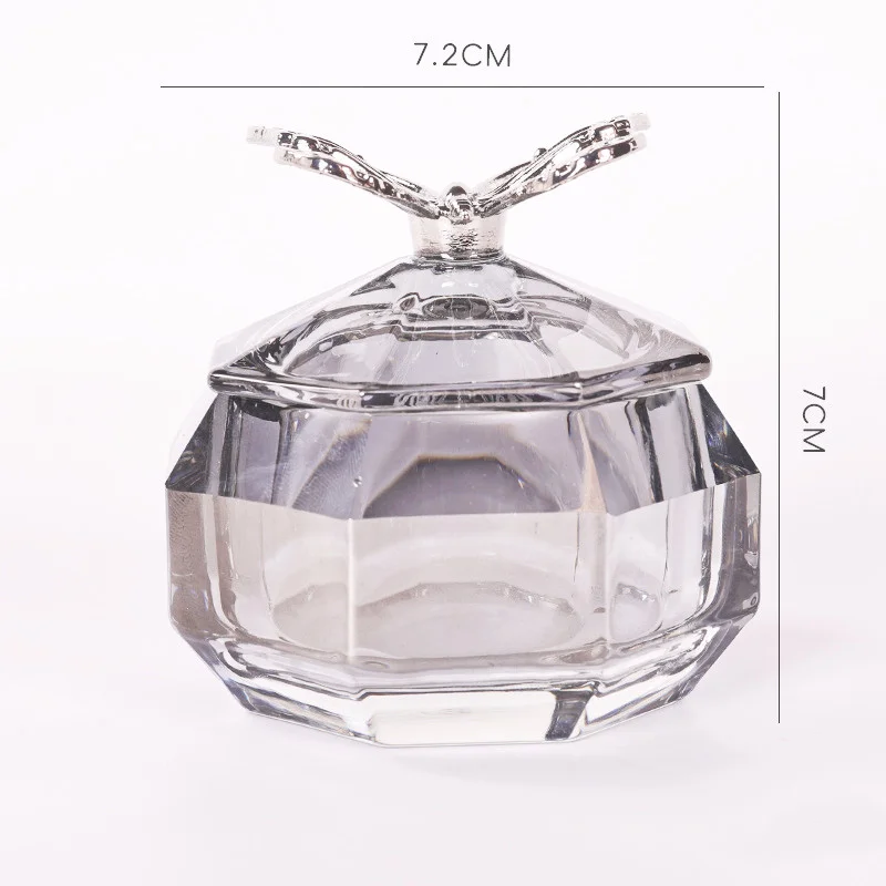 Acrylic Powder Liquid Cup Crystal Glass  Nail Lid Dappen Dish Pen Clean Bowel Butterfly Cover Rhinestone Power Storage Container 6