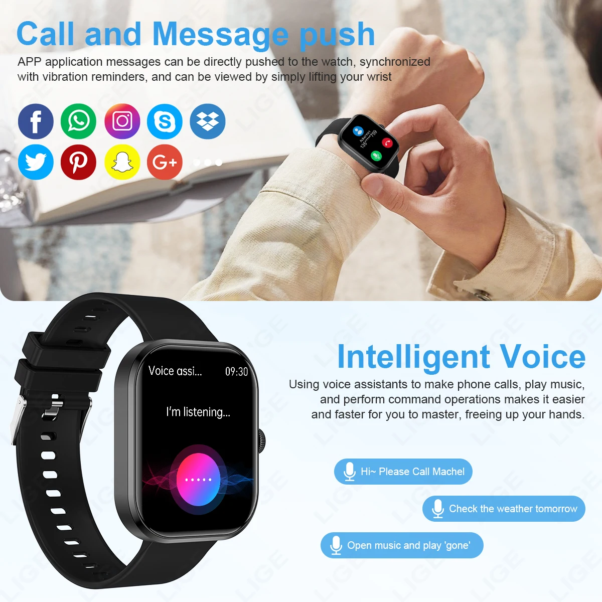 LIGE Multifunctional Smartwatch For All Smartphone Connections Men Bluetooth Call Life Waterproof Watch Sport Smart Watch Women