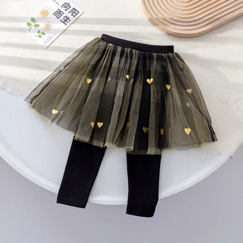 

Sweetheart Dad Girl Spring and Autumn Western Style Pantskirt Girl Fake Two-Piece Leggings Baby Girl Autumn Tulle Skirt Tianxbb
