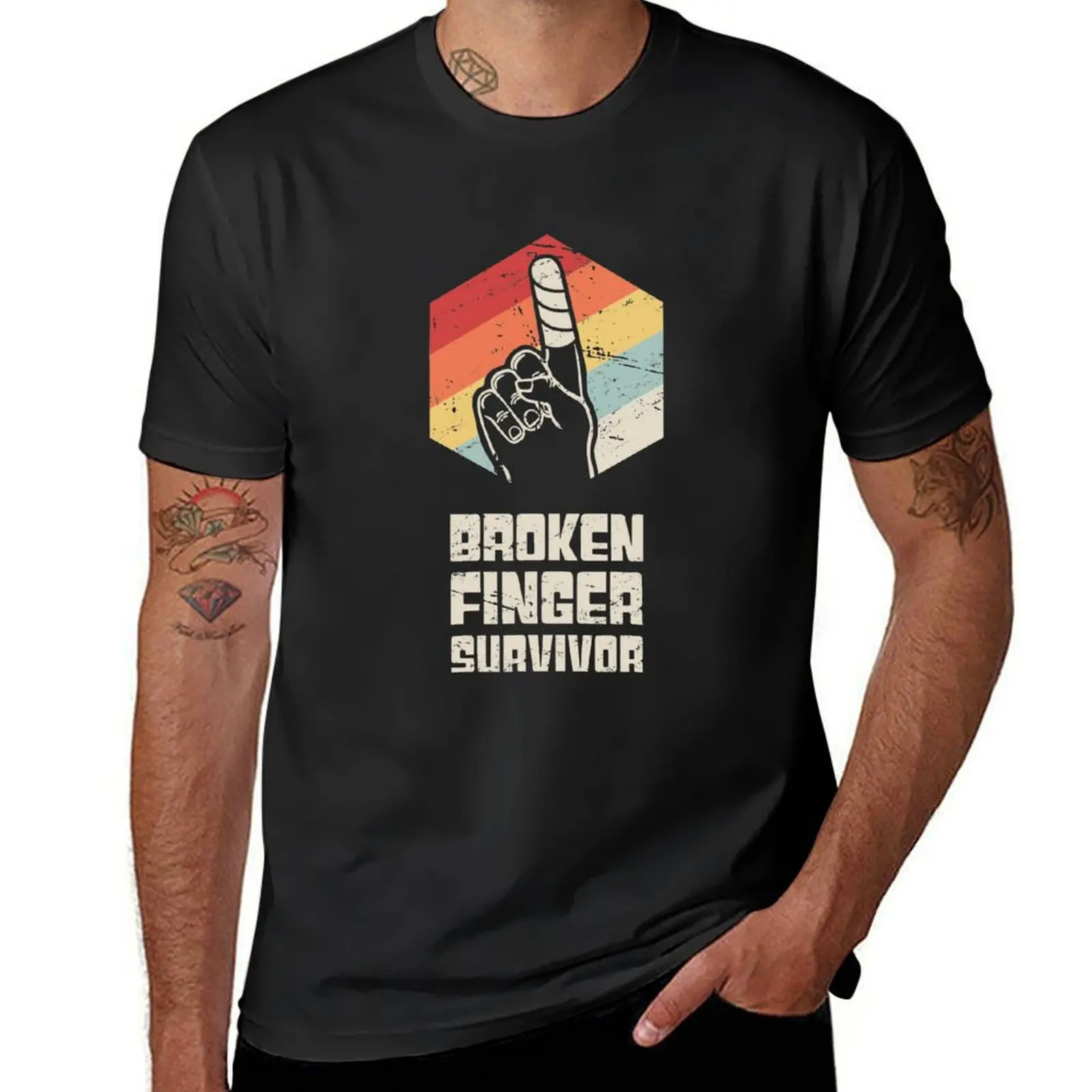 Survivor - Get Well Gift Fractured Broken Finger T-Shirt customs vintage sublime funny t shirts for men