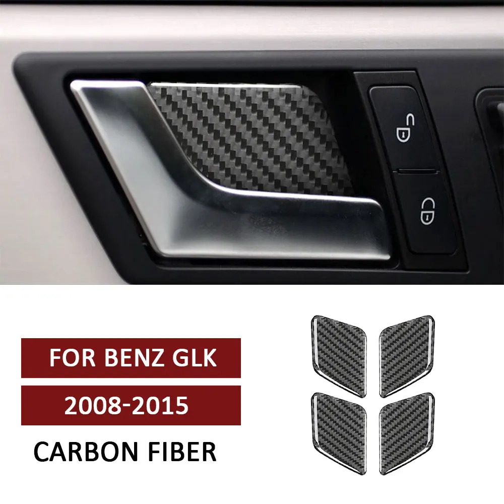 

4pcs Car Inner Door Bowl Panel Trim Sticker Carbon Fiber Decal Cover for Mercedes Benz GLK 2008-2015 Auto Interior Accessories