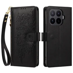 Luxury Leather Wallet Phone Case with Wrist Strap and Card Slots - Zipper Closure - XiaoMi POCO X7 5G (Black)