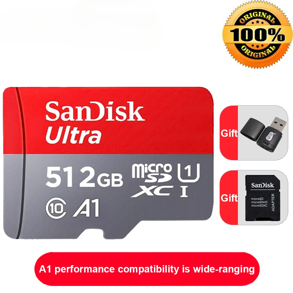 100% d'origine Carte Micro SD Sandisk 128 Go 32 Go de 256 Go 16g/TF carte  Micro SD Ultra Classe 10 A1 Carte mémoire 64 Go pour téléphone - Chine 100%  d'origine de