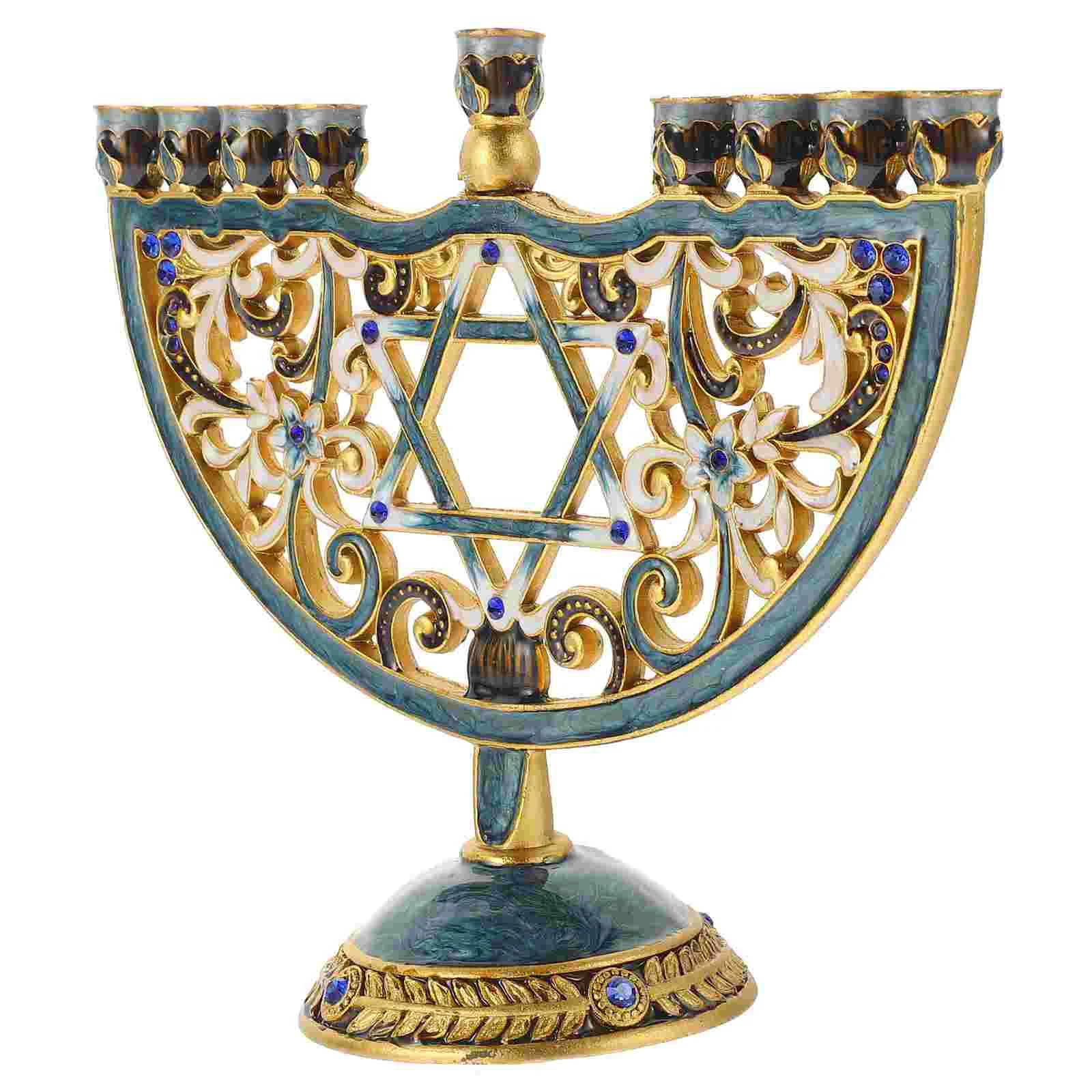 

Jewish Holder 9 Branch Candlestick Metal Holder Party Candlestick Ornament