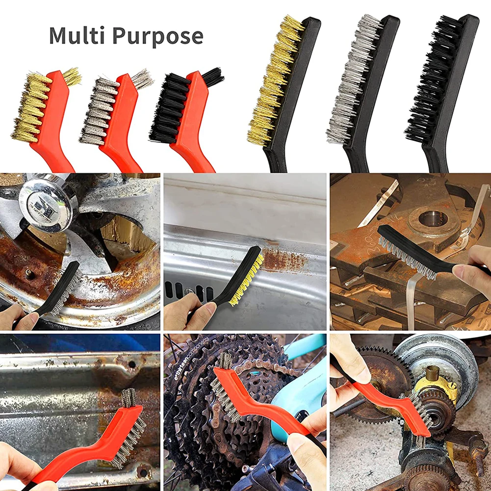 

6PCS Wire Brush Set 7In 9In,6Pcs Small Wire Brushes For Rust Dirt Amp Cleaning Removal Delicate Household Appliances