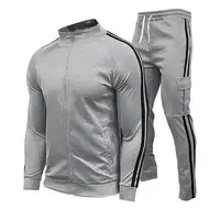Men's Zipper Stand Collar Workout Set, Sweatshirt & Sweatshirt, Sports Suit, Running, Fitness Clothing, New, 2024