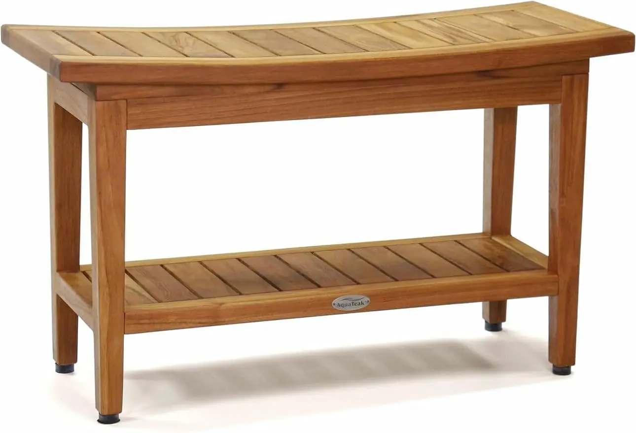 

AquaTeak Patented 30" Maluku Teak Shower Bench with Shelf