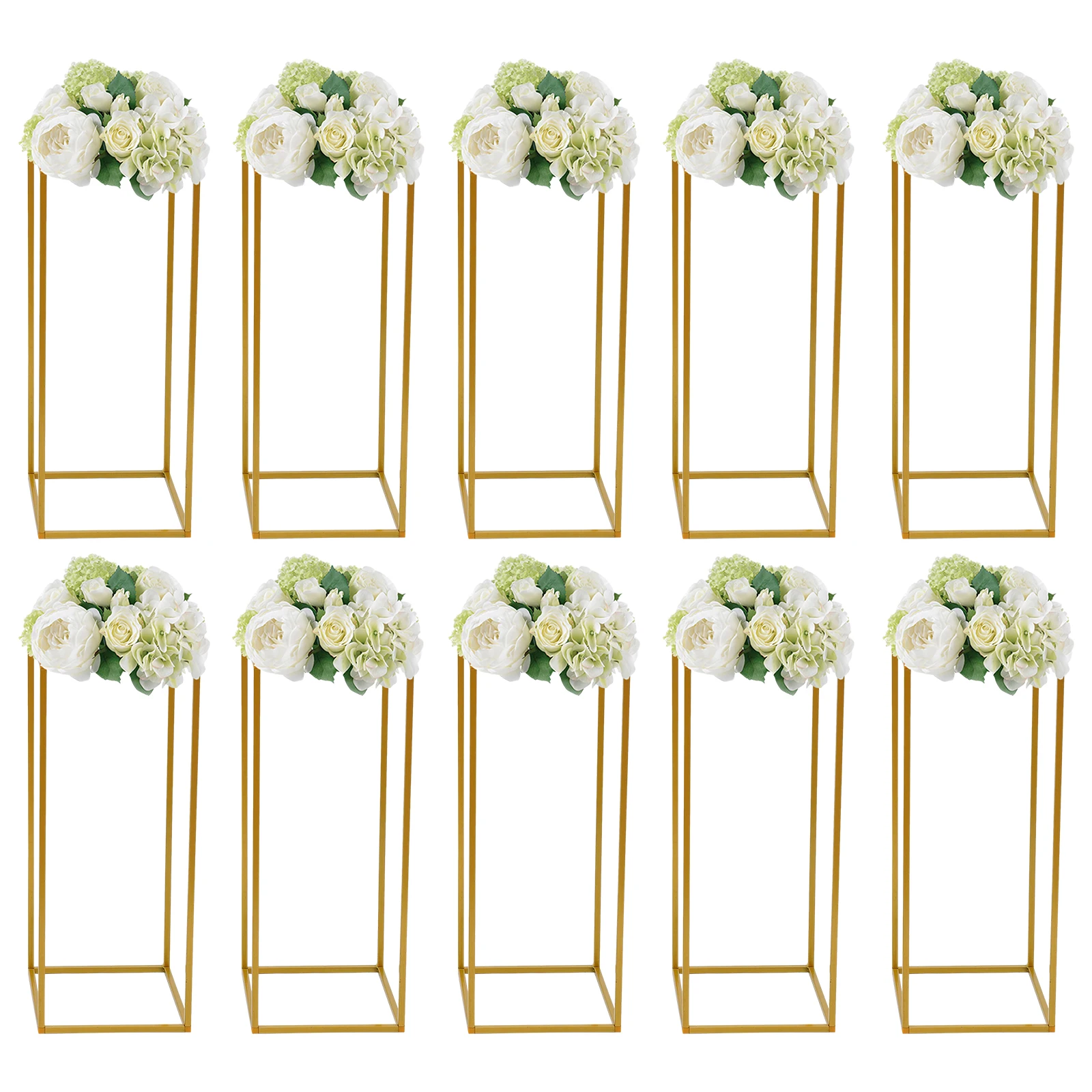 10Pcs Flower Stand Wedding Column 23.6in Tall Gold Metal Wedding Arch for Table Centerpieces Decoration