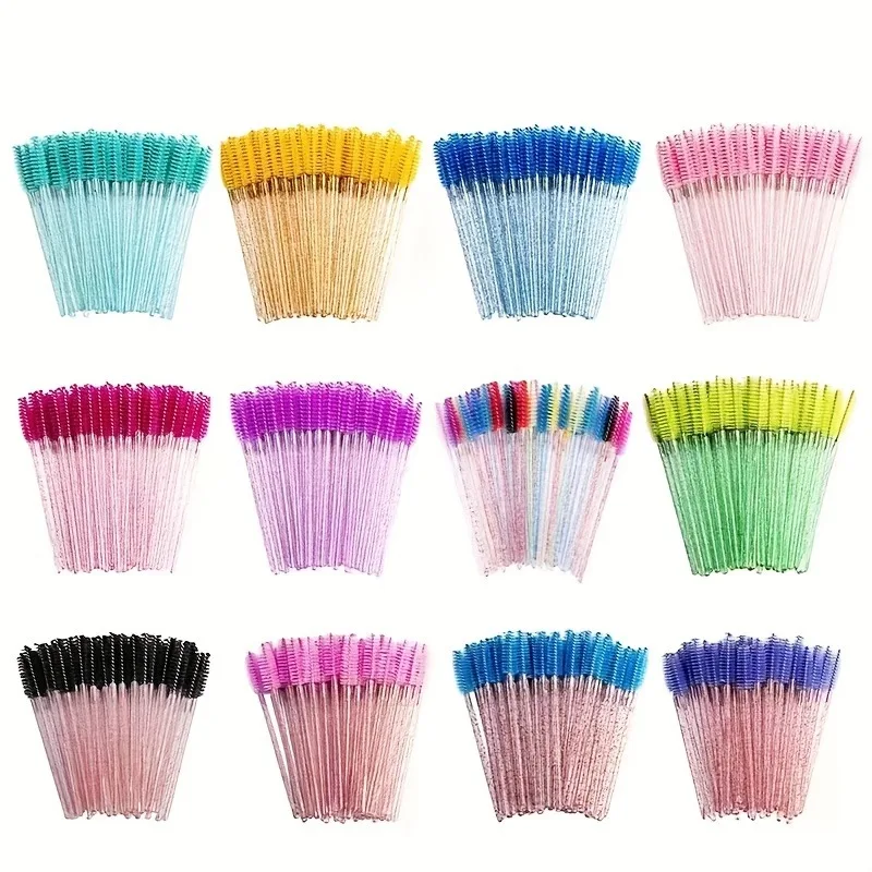 50pcs Crystal Mascara Wands -Disposable, Ideal for Eyelash Extensions and Brow Grooming,  Hygienic Beauty Tools for Makeup