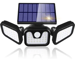 Enhanced Outdoor Solar Motion Sensor Light with Adjustable Head and IP65 Waterproof Wall Lamp (3Head)