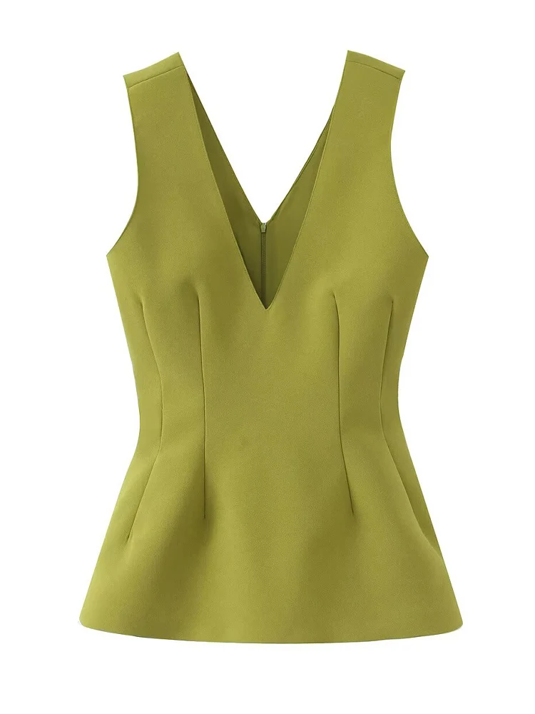 TFMLN Women Waistcoat Chic Sleeveless Tank Top Female Slim Office Solid Vest Woman V-neck Fashion Style Vests Elegant Femme