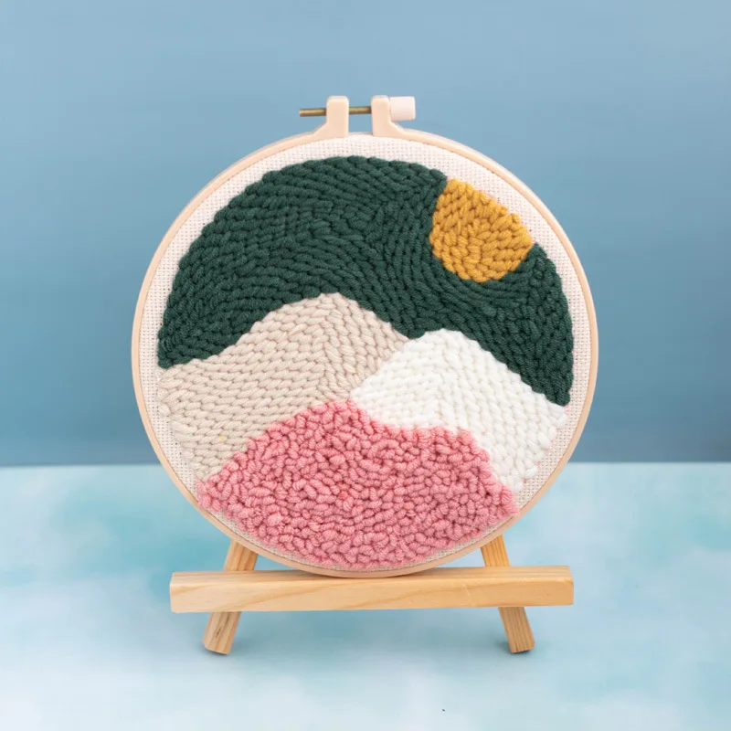 

Three Hills Punch Needle Embroidery Kit Set for Beginners No Tool No Hoop DIY Craft Kits Soft Yarn Home Decor