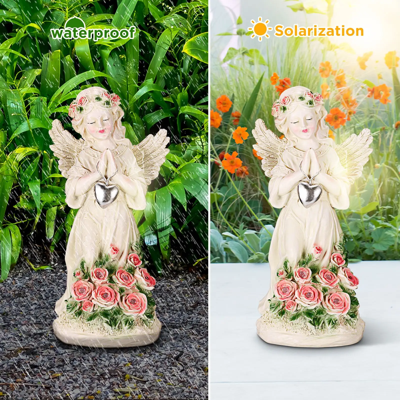 

Garden Solar Energy Angel Sculpture Praying Figurine Lamp Yard Balcony Vintage Angel Ornament Home Courtyard Resin Decoration