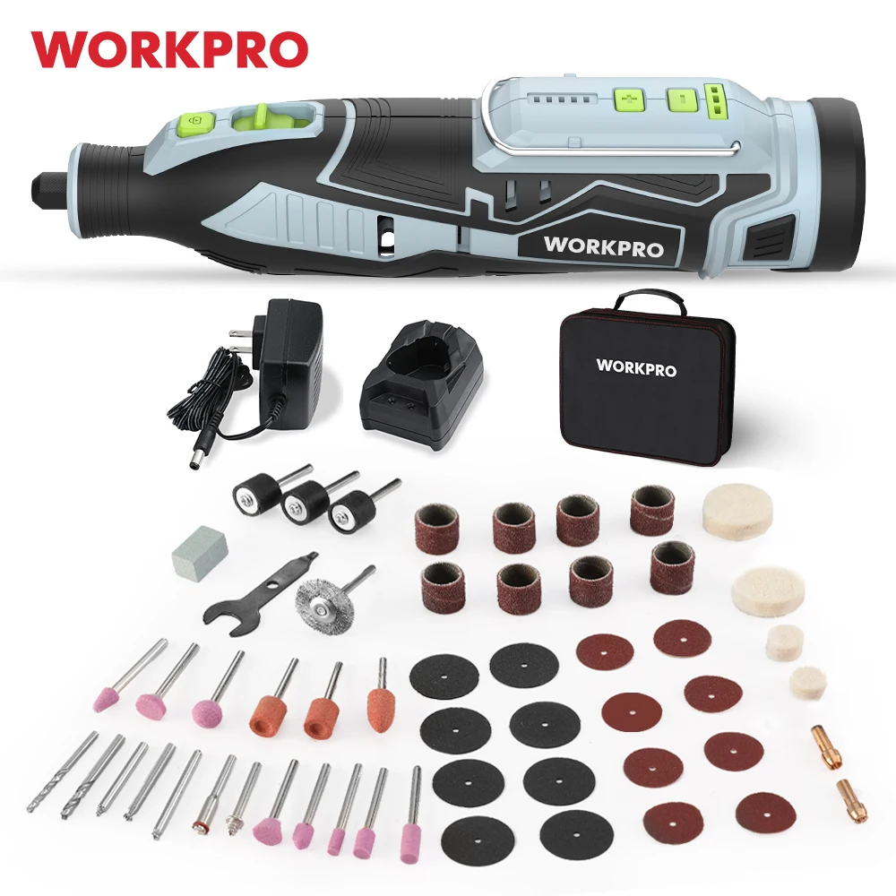 WORKPRO 12V Engraving Electric Rotary Tool EU Plug Multifuctional Variable Speed Polishing Cordless Rotary Tool 114 Accessories