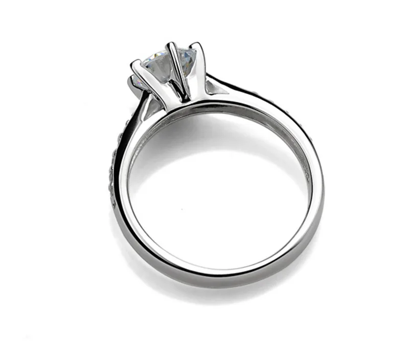 925 Sterling Silver Classic Ring Six claw jewelry simple