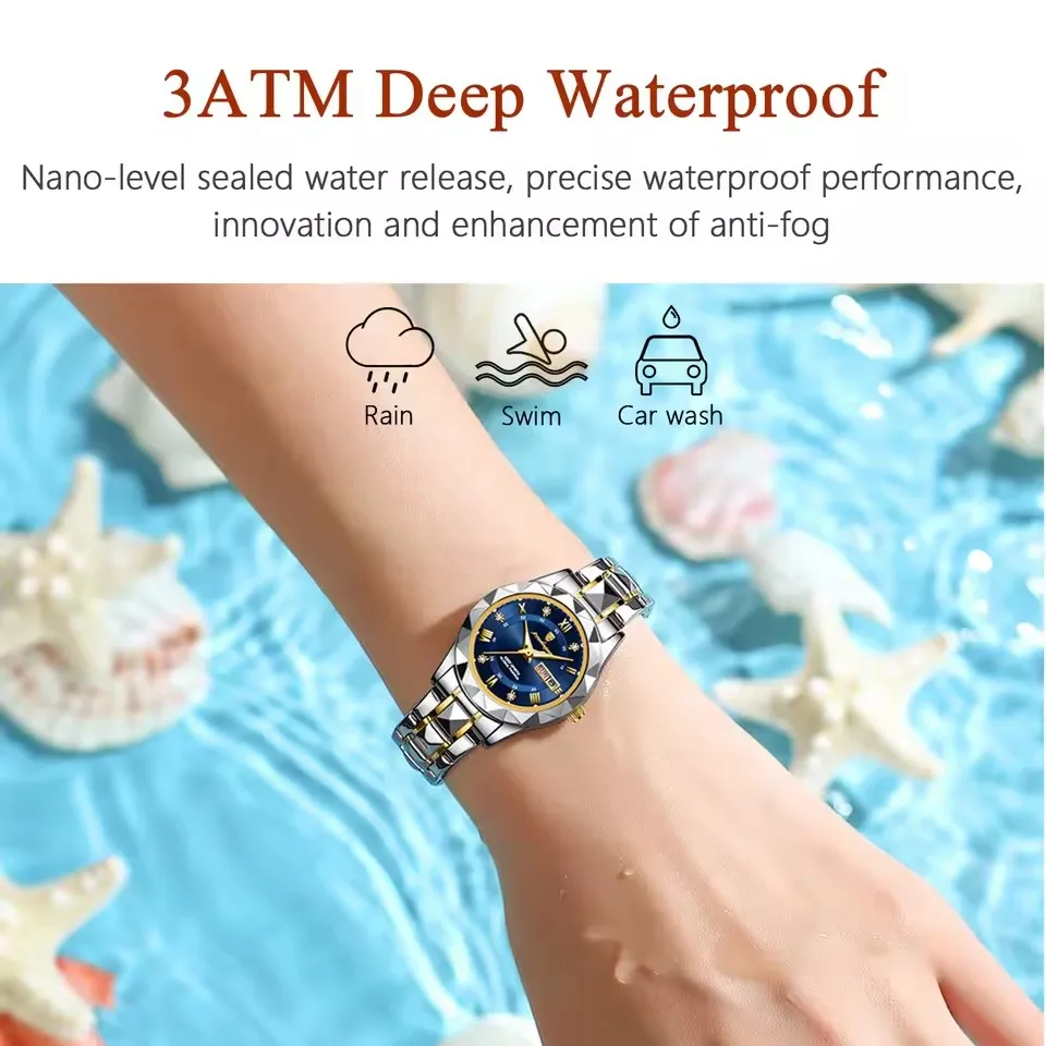 POEDAGAR Luxury Elegant Women Watch Luminous Waterproof Week Date Woman Wristwatch Stainless Steel Quartz Fashion Ladies Watches 3