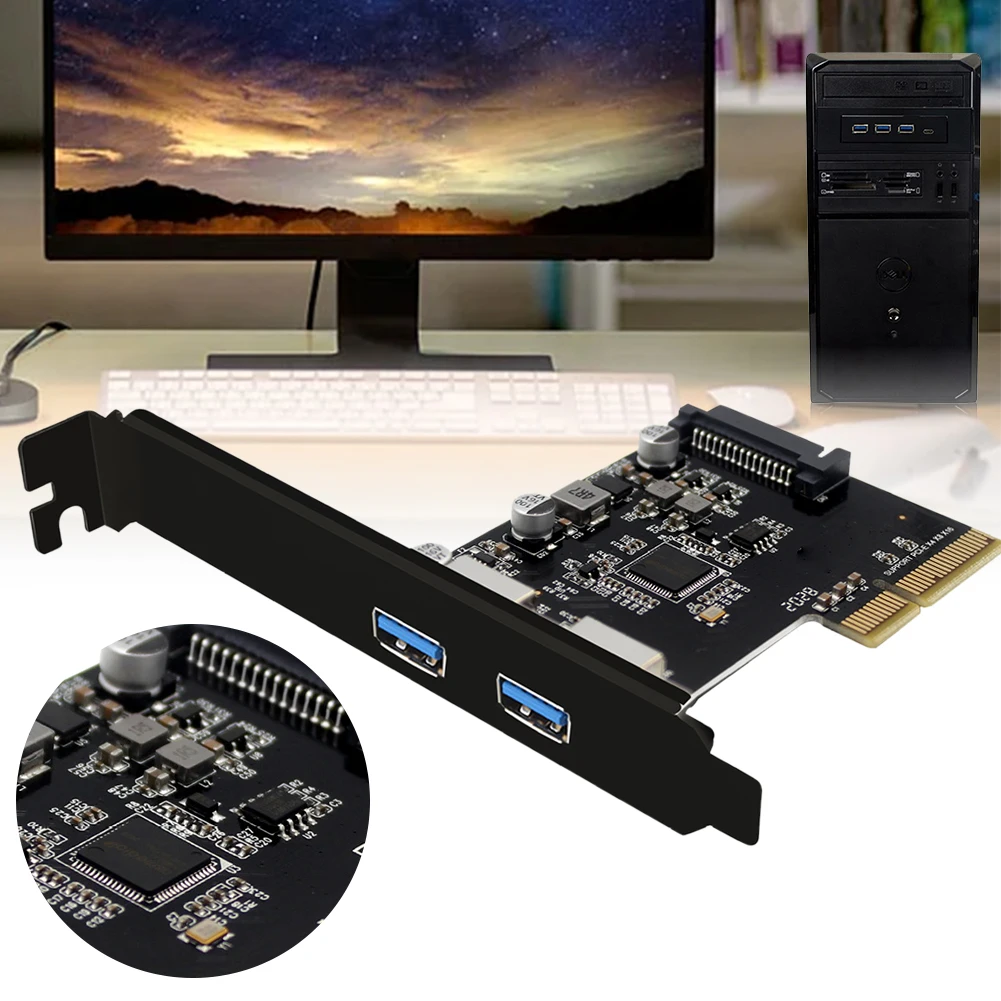 PCIe 호스트 어댑터 카드, PCIe3.0 에서 USB3.1 로 확장 카드, 2xUSB-A, 1xUSB-A, 1xUSB-C PCIe X4, 10Gbps USB C타입 PCIe 애드온 어댑터 카드